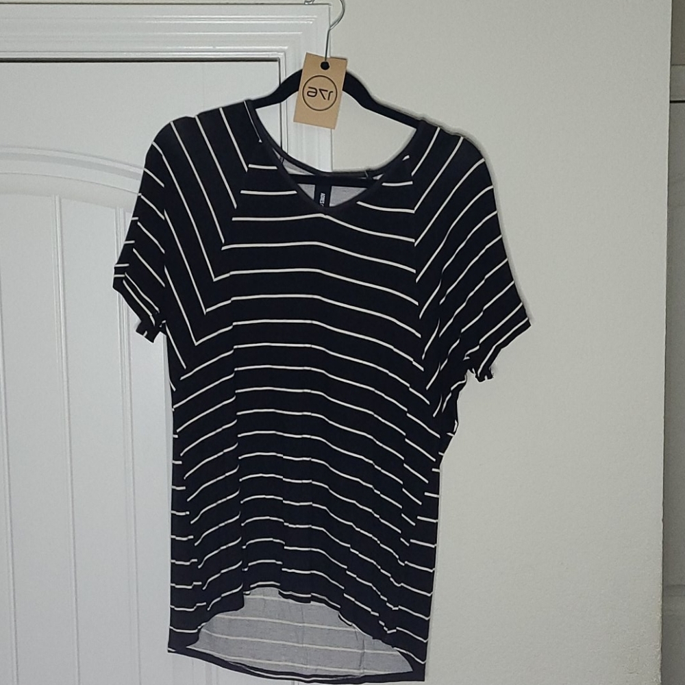 Black and white striped Love top